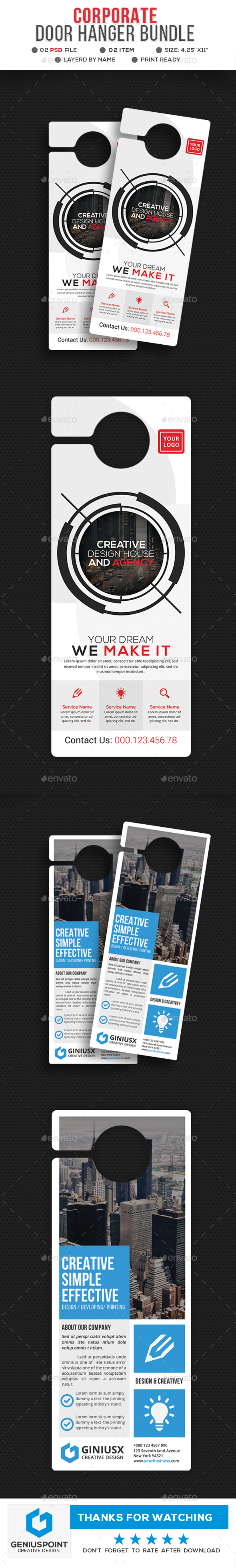 Corporate Door Hanger Bundle - Miscellaneous Print Templates