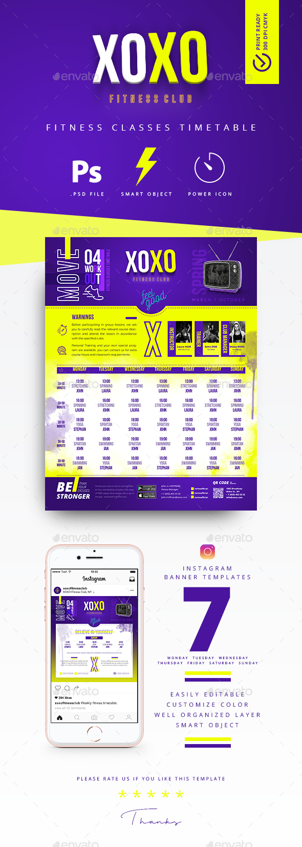 Fitness GYM Group Classes Timetable Templates - Sports Events