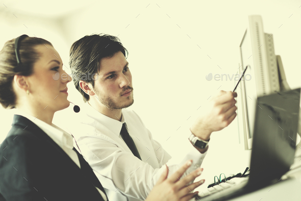 business people group working in customer and helpdesk office - Stock Photo - Images