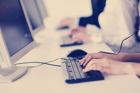 business people group working in customer and helpdesk office - Stock Photo - Images