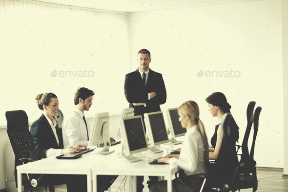 business people group working in customer and helpdesk office - Stock Photo - Images