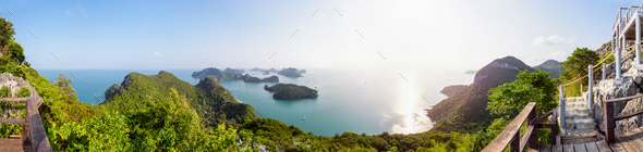 Panorama sunrise at Mu Ko Ang Thong - Stock Photo - Images