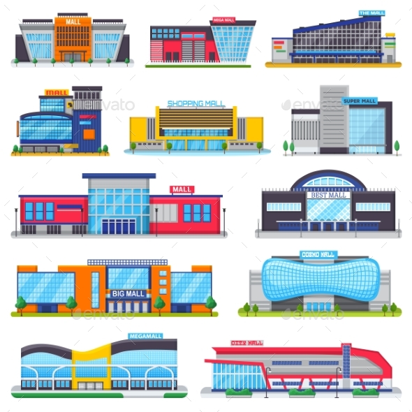 Building Mall Vector Storefront of Newbuild Mall - Buildings Objects