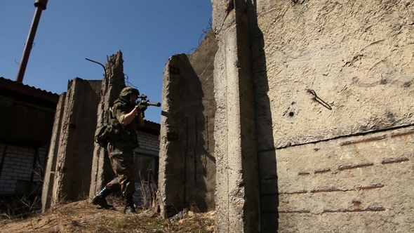 Soldier in the War with Arms