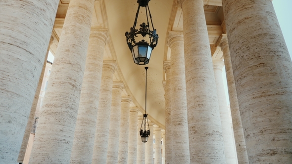 High White Columns, The Wing Of St. Peter Church, The Vatican City 