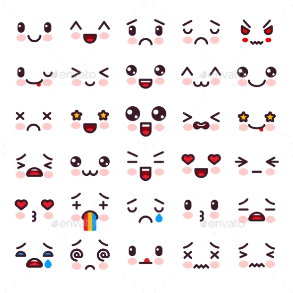 Kawaii Vector Cartoon Emoticon Character - Miscellaneous Characters