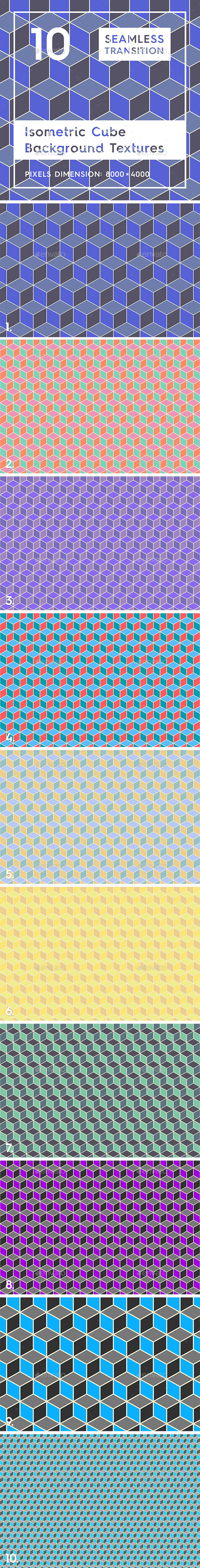 10 Isometric 3D Cubes Backgrounds - Patterns Backgrounds