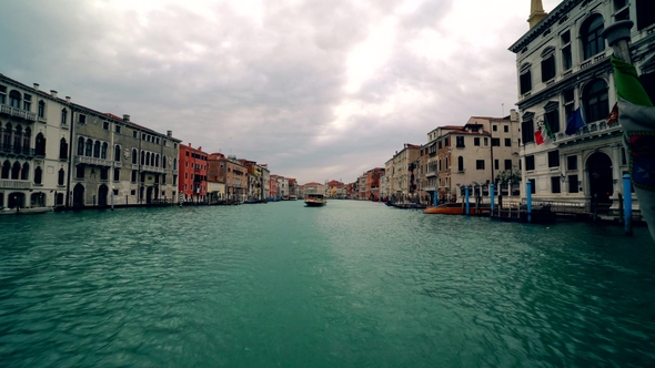 Boat Traffic Along the Grand Canal in Venice with Grand Canal Italy alt