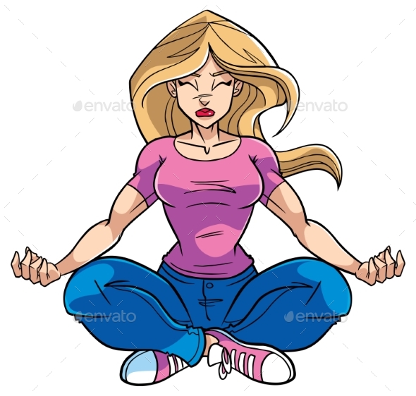 Meditating Woman Illustration - People Characters