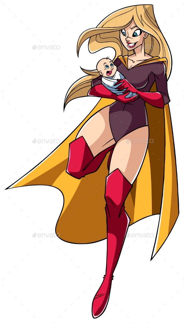 Super Mom with Baby - People Characters