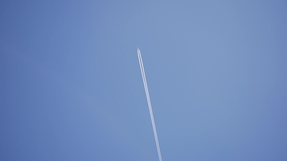 Plume From the Airplane in the Sky, Stock Footage | VideoHive