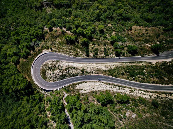aerial view of curve