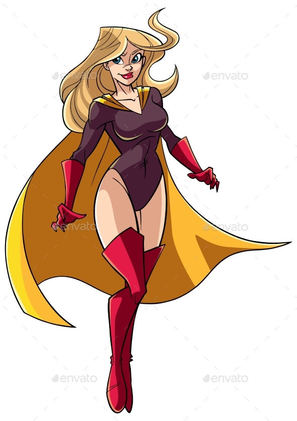Superheroine Flying 5 Illustration - People Characters