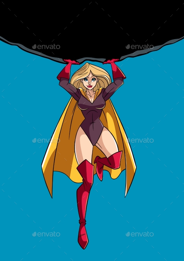Superheroine Holding Boulder - People Characters