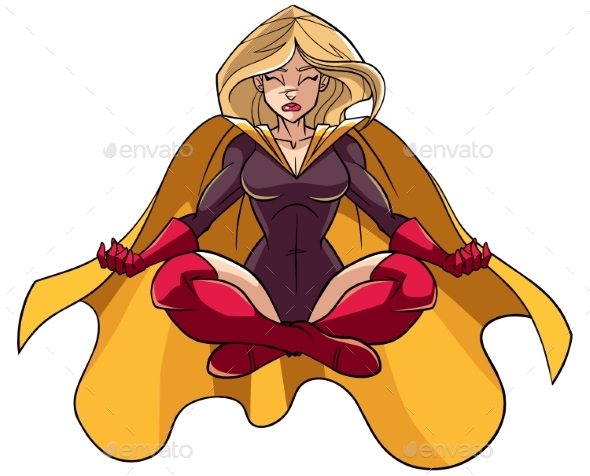 Superheroine Meditating Illustration - People Characters