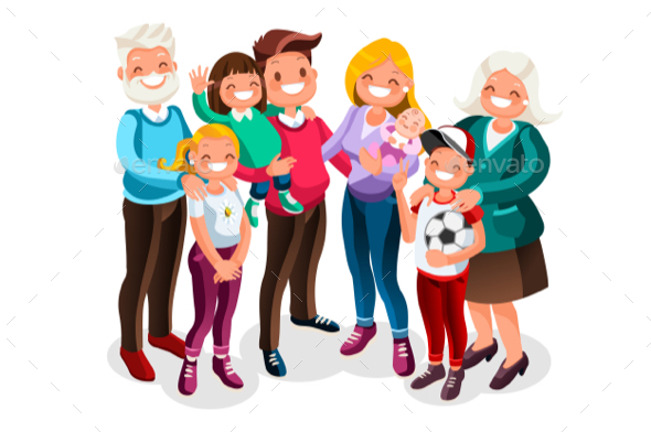 Baby Big Family Vector Portrait - Vectors