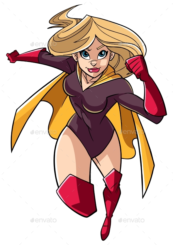 Superheroine Running Frontal View - People Characters