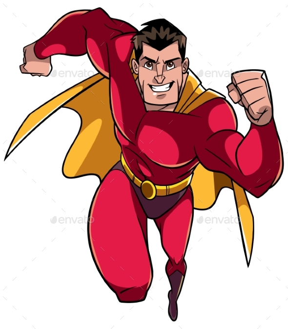 Superhero Running Frontal View - People Characters