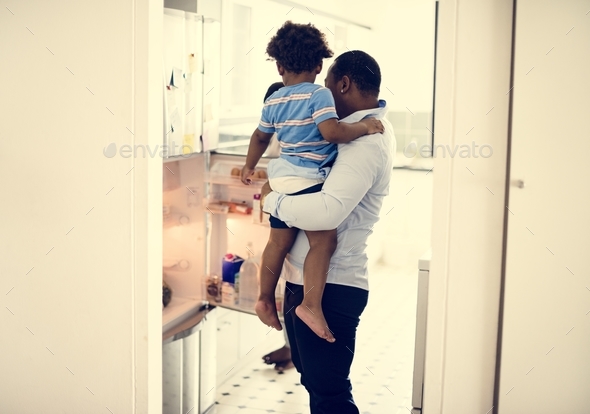 Black father enjoy precious time with his child together happiness Stock Photo by Rawpixel