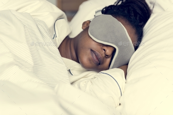 A woman sleeping with a sleeping mask Stock Photo by Rawpixel | PhotoDune