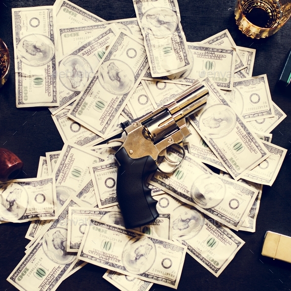Illegal money and gun on the table Stock Photo by Rawpixel | PhotoDune