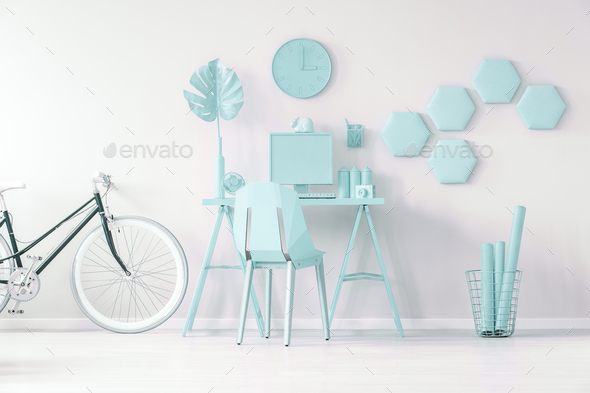 Blue workspace concept - Stock Photo - Images