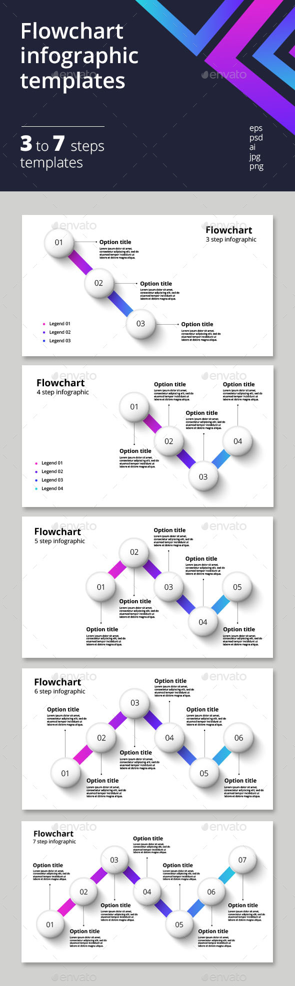 3-7 step flowchart infographics - Infographics