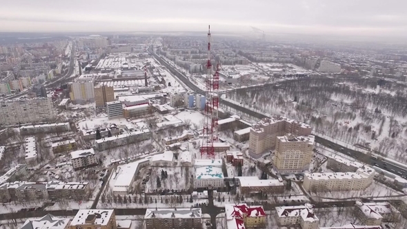 Approaching To a Tv Tower in Daytime in Winter
