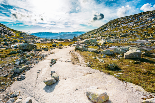 Mountains Landscape With Blue Sky In Norway. Travel In Scandinav - Stock Photo - Images