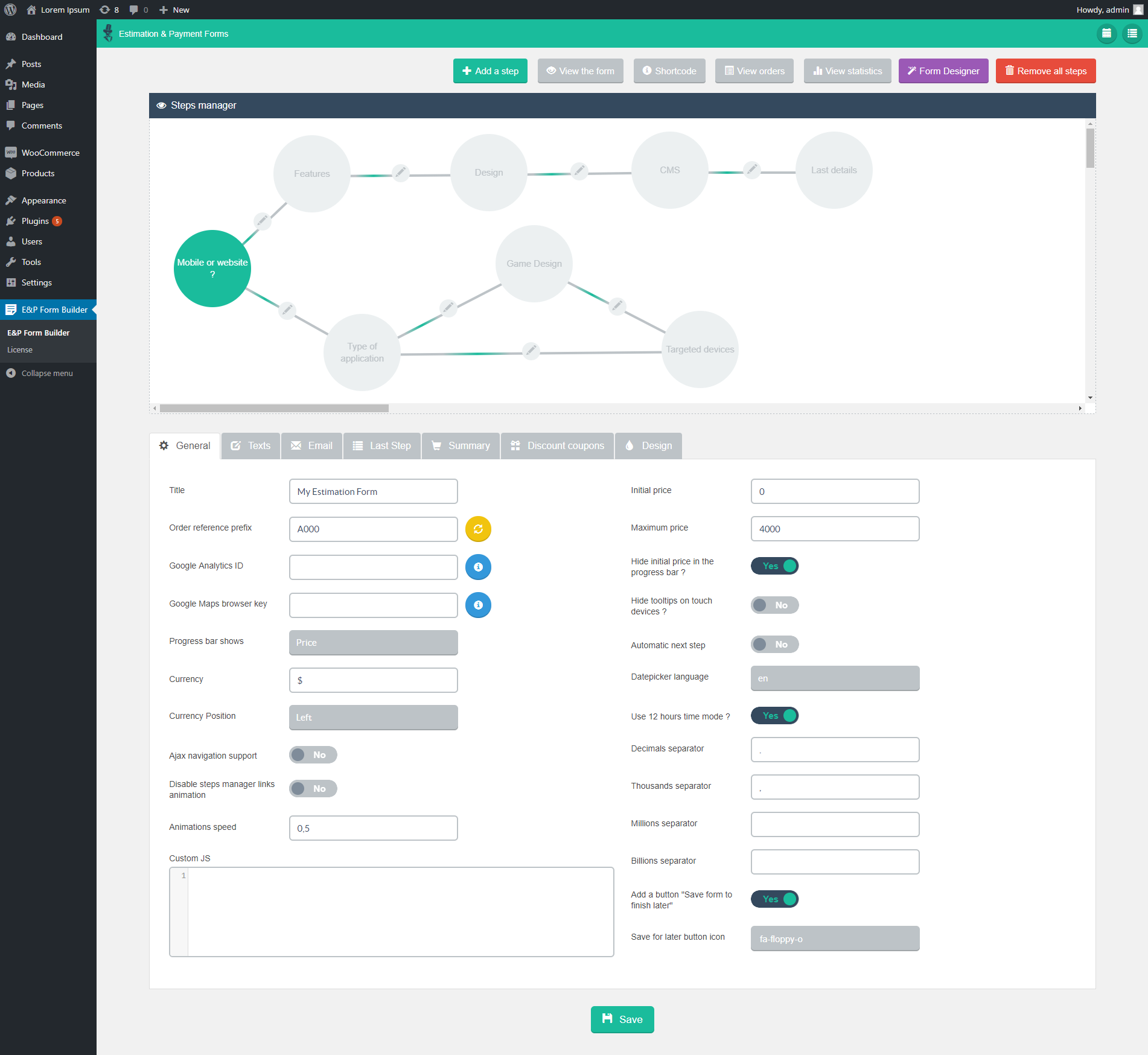 Wp Cost Estimation Payment Forms Builder By Loopus Codecanyon Wp Cost Estimation Payment Forms Builder Templates