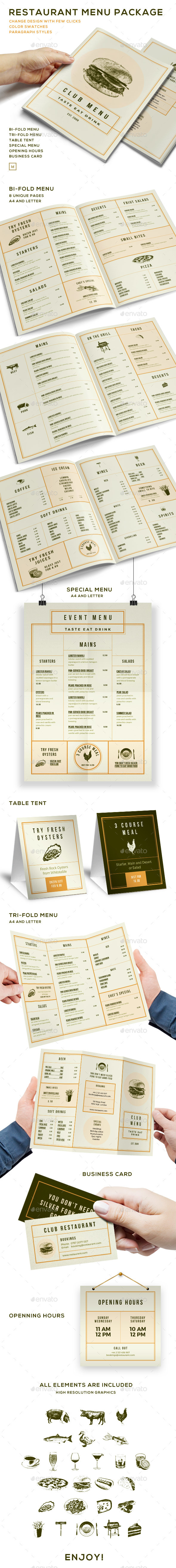 Elegant Food Menu - Restaurant Package - Food Menus Print Templates