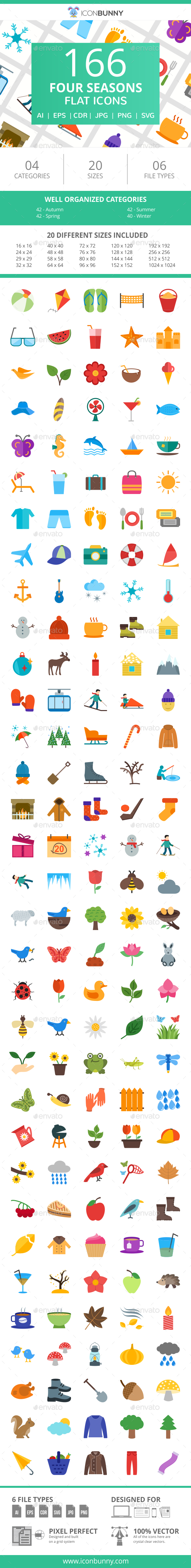 166 Four Seasons Flat Icons - Icons