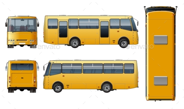Vector Urban Passenger Mini-bus Mock-up - Man-made Objects Objects