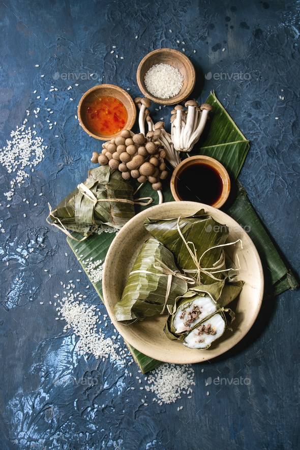 Rice piramidal dumplings - Stock Photo - Images