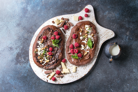 Dessert chocolate pizza - Stock Photo - Images