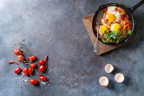Fried egg with vegetables - Stock Photo - Images