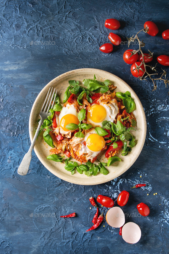 Fried egg with vegetables - Stock Photo - Images