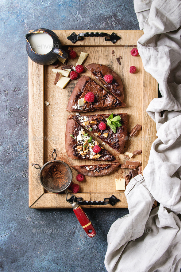 Dessert chocolate pizza - Stock Photo - Images