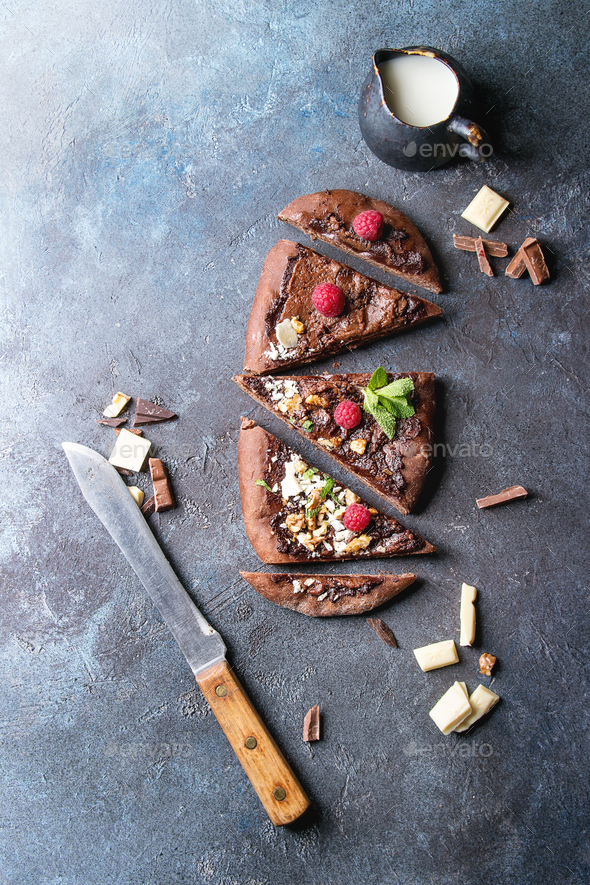 Dessert chocolate pizza - Stock Photo - Images
