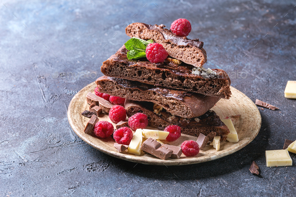 Dessert chocolate pizza - Stock Photo - Images