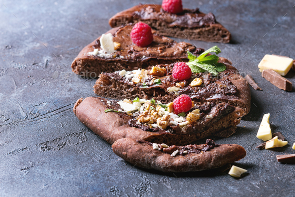 Dessert chocolate pizza - Stock Photo - Images