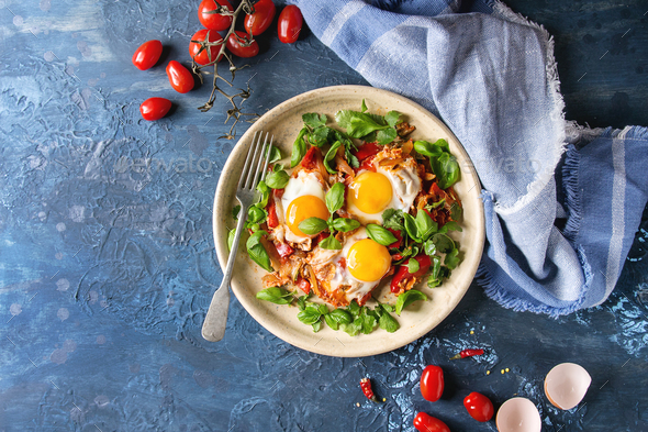 Fried egg with vegetables - Stock Photo - Images