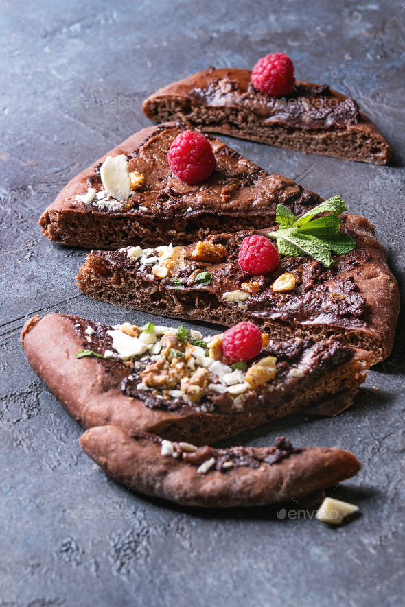 Dessert chocolate pizza - Stock Photo - Images