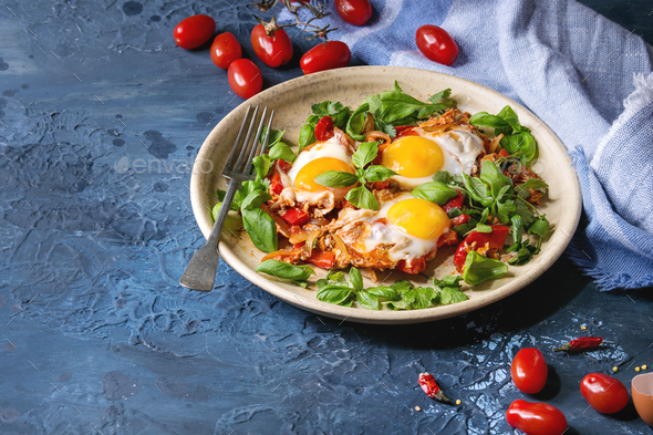 Fried egg with vegetables - Stock Photo - Images