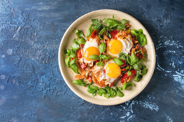 Fried egg with vegetables - Stock Photo - Images