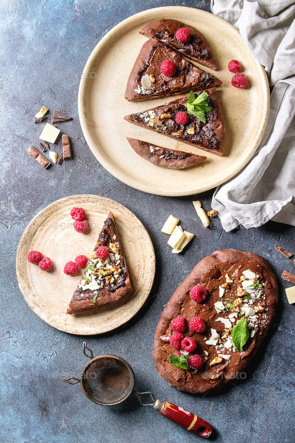 Dessert chocolate pizza - Stock Photo - Images