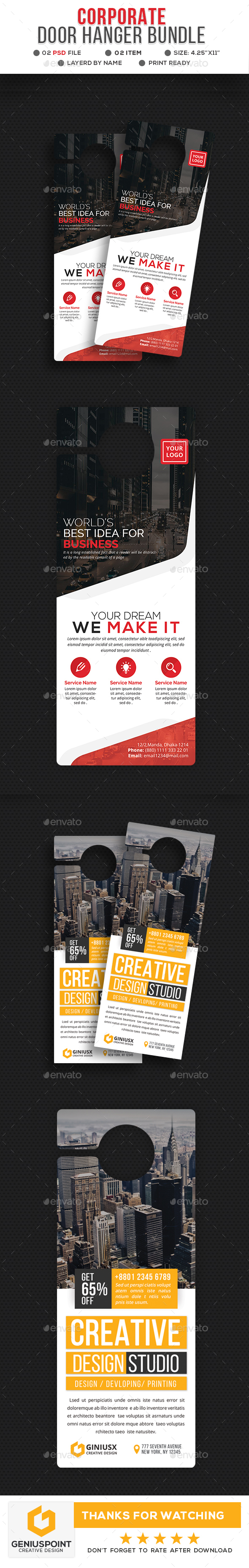 Corporate Door Hanger Bundle - Miscellaneous Print Templates