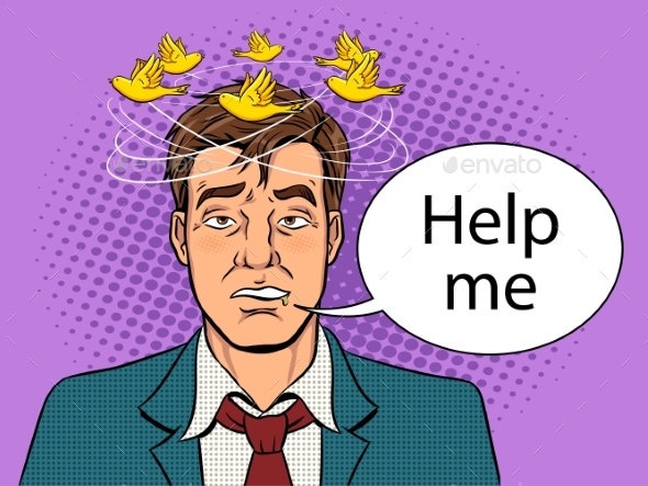 Drunk Man with Birds Pop Art Vector - Miscellaneous Vectors