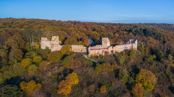 Medieval fortified saxon fortress in Saschiz village. Transylvania, Romania - Stock Photo - Images