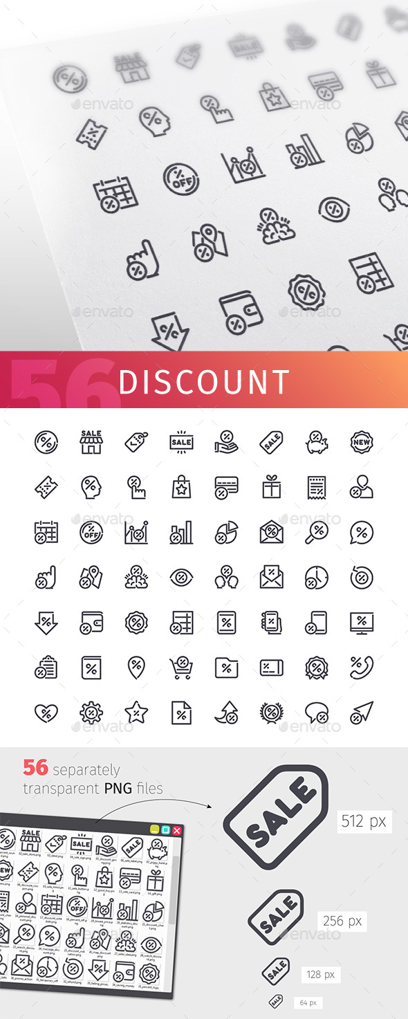 Discount Line Icons Set - Business Icons